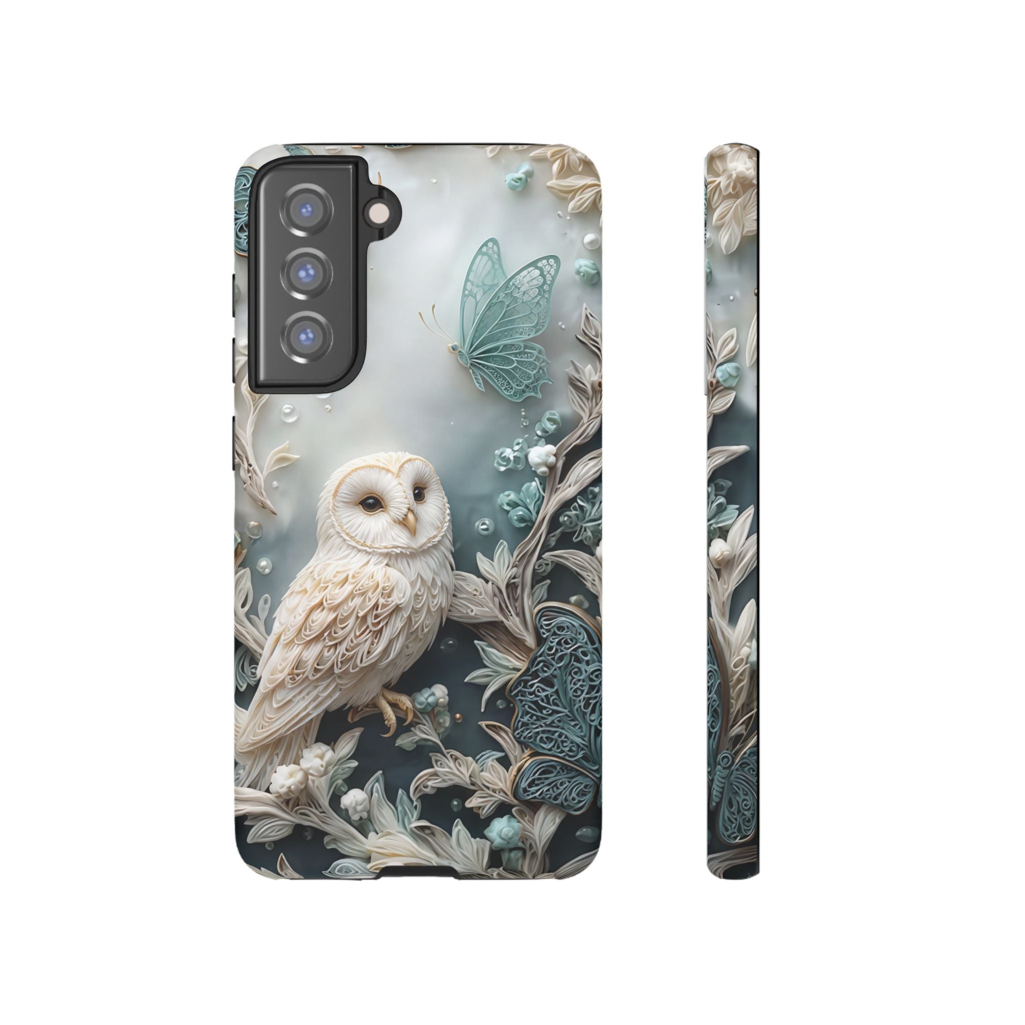 Barn Owl & Butterflies Tough Samsung Galaxy Case