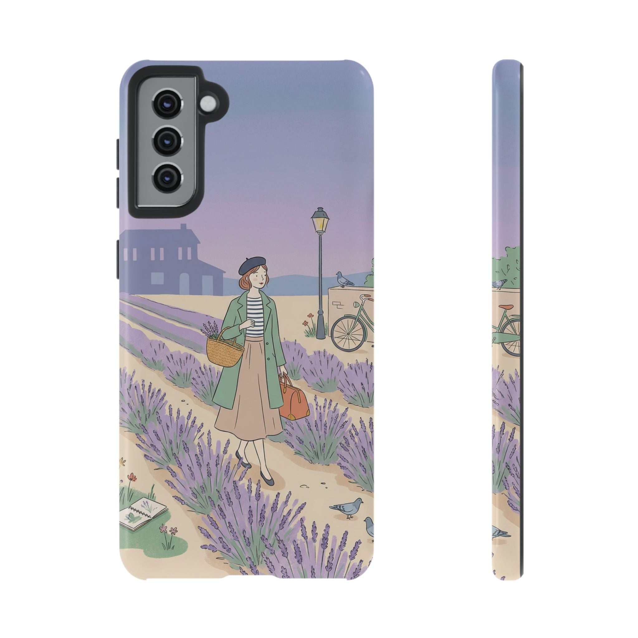 Lavender Field Samsung Galaxy Phone Case | Vintage Travel Illustration Protective Case