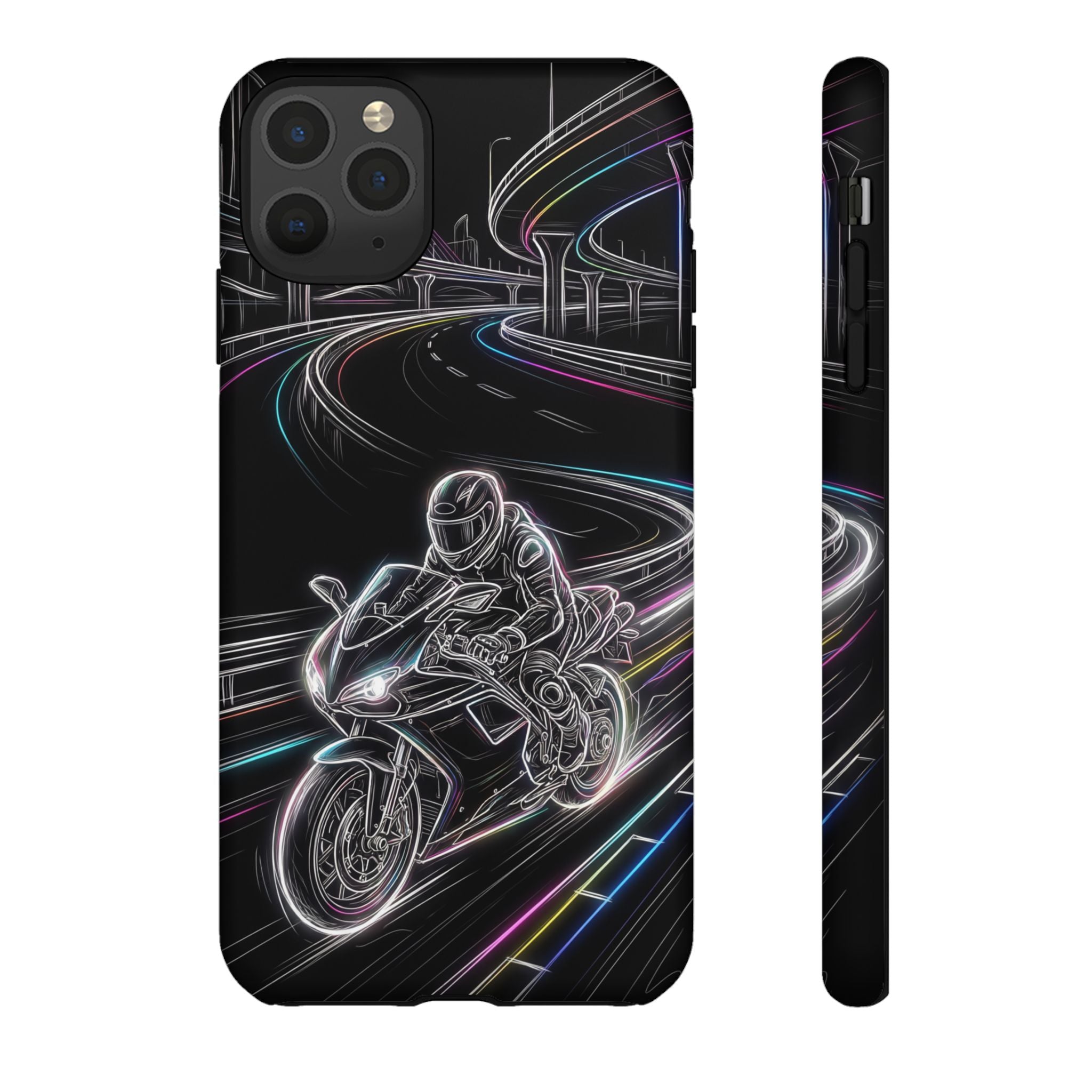 Neon Night Rider iPhone Case | Motorcycle Racing Protective Cover