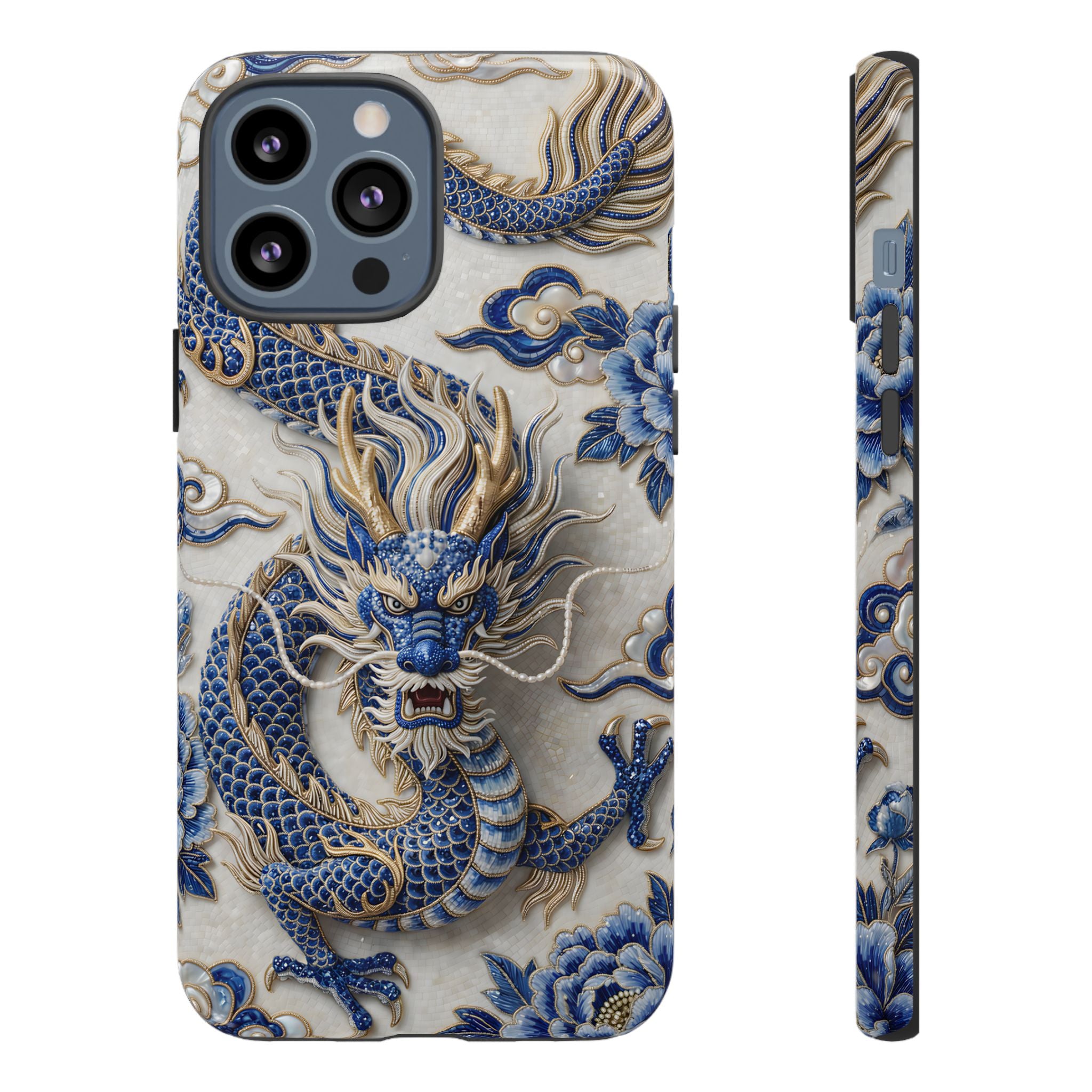 Asian Zodiac Dragon iPhone Case | Blue & White Porcelain Luxury Protective Case | Year of the Dragon Gift