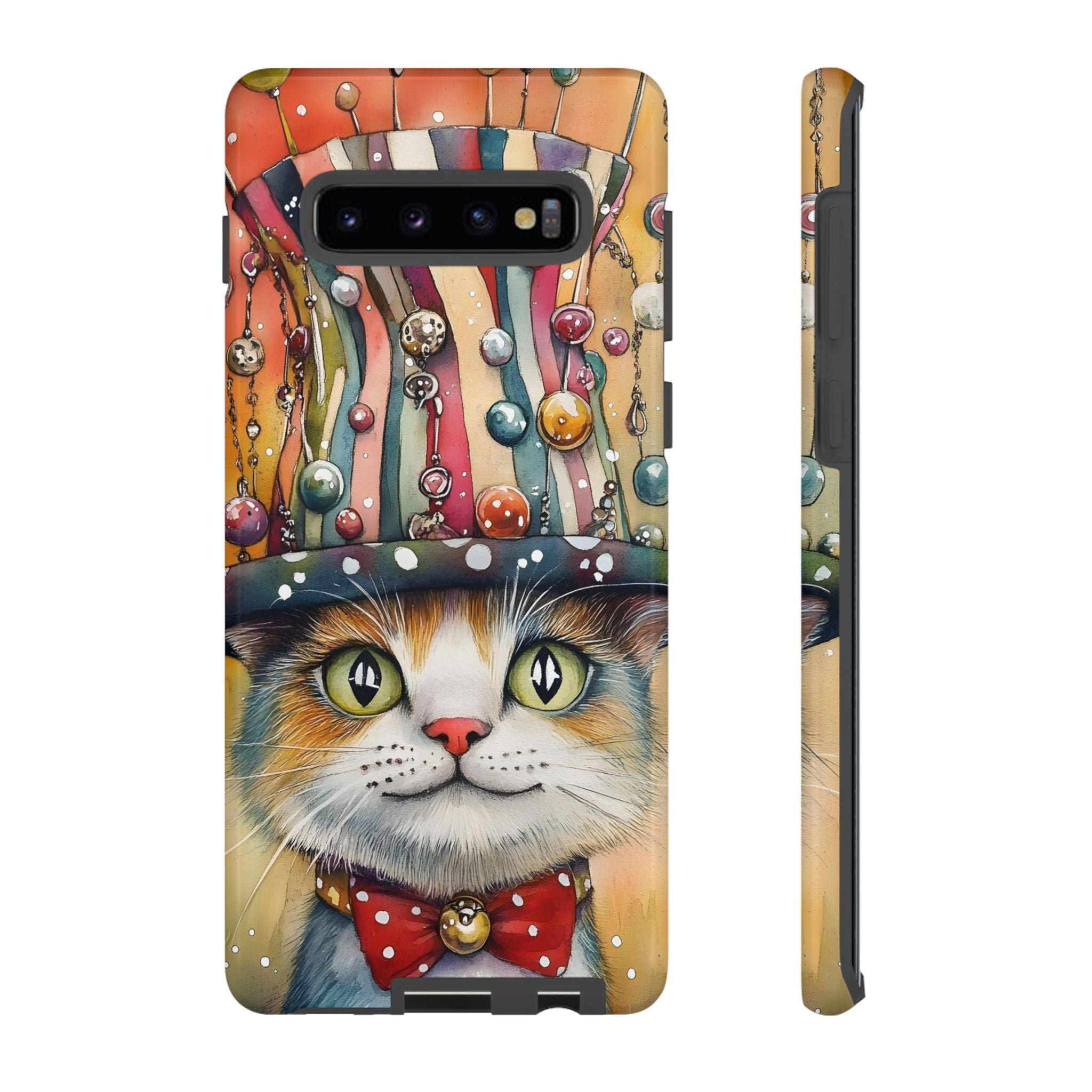 Cat in Colourful Top Hat Samsung Galaxy Case — Whimsical Cat Art iPhone Case