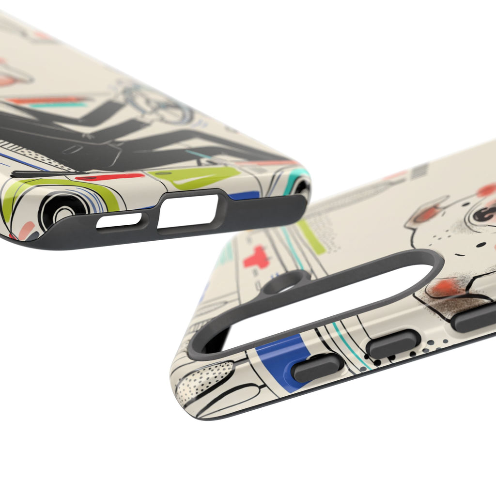 Bulldog Driver Samsung Galaxy Phone Case | Cute Retro Dog Illustration