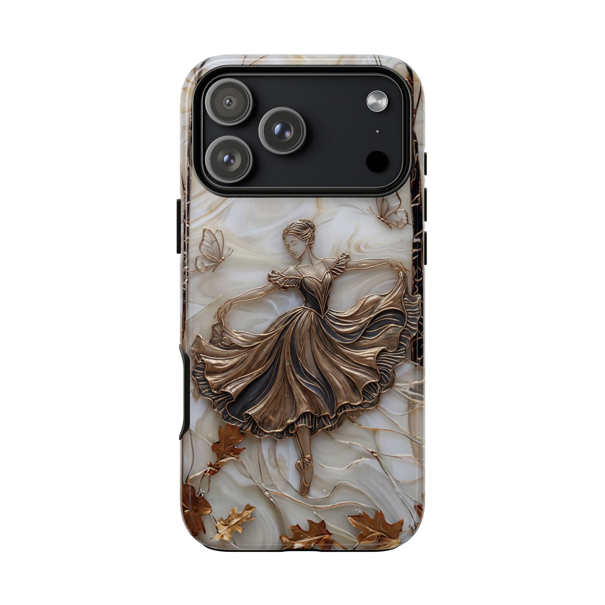 Elegant Bronze Ballerina Dance Design iPhone Case