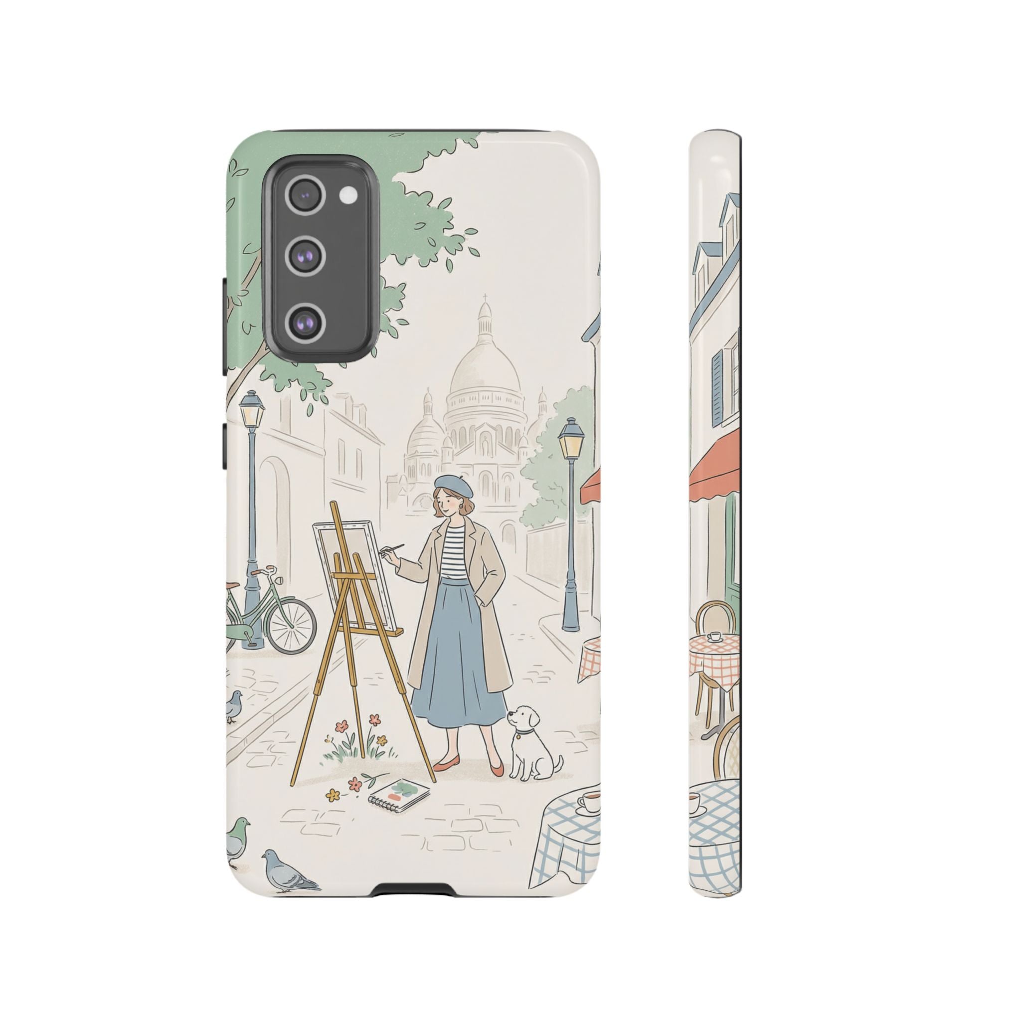 Artist in Paris Samsung Galaxy Phone Case | Vintage Painter Street Scene Protective Cover