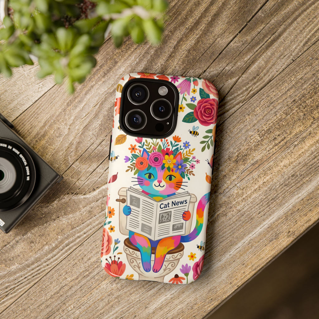Floral Rainbow Cat iPhone Case | Cat News Design
