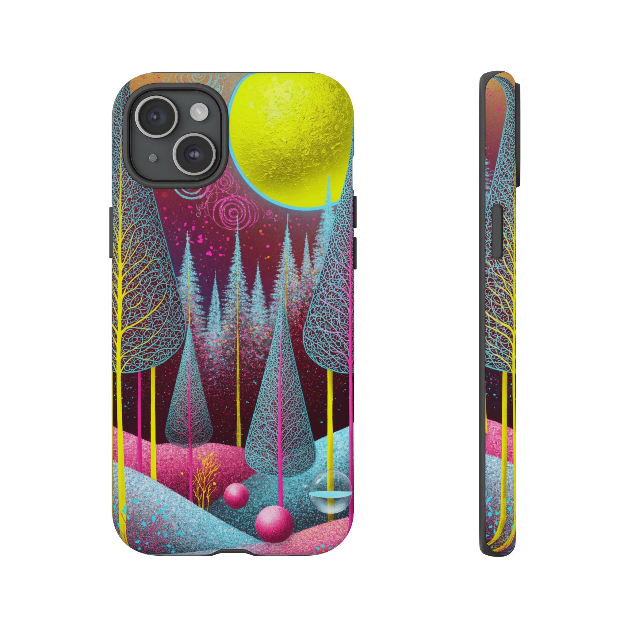 Neon Dreamscape Forest iPhone Case