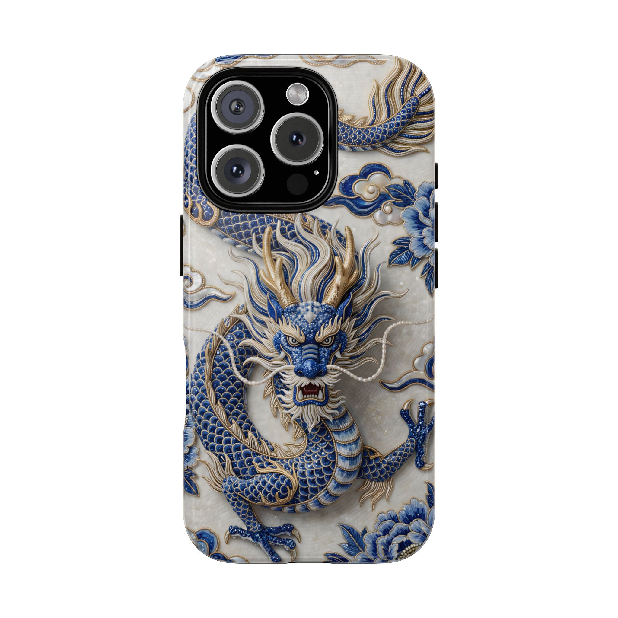 Asian Zodiac Dragon iPhone Case | Blue & White Porcelain Luxury Protective Case | Year of the Dragon Gift
