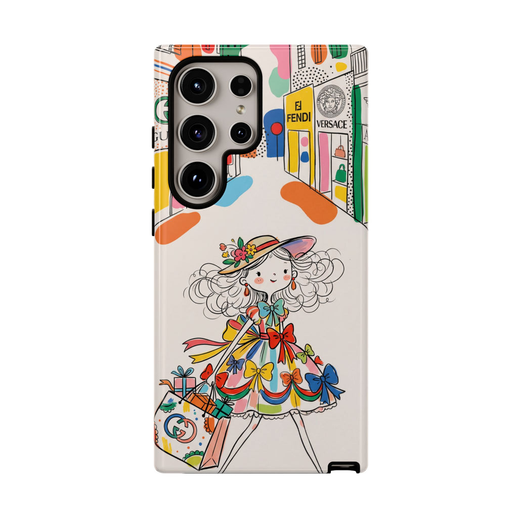Cute Fashion Girl Samsung Galaxy Phone Case | Colourful Shopping Street Design