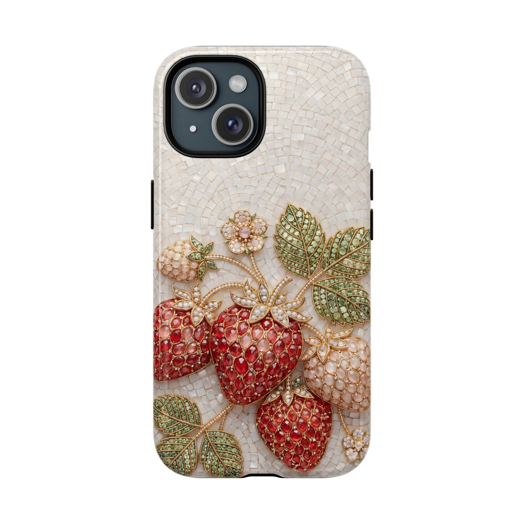 Strawberry Gem Tough MagSafe iPhone Case | Vintage Beaded Fruit Design