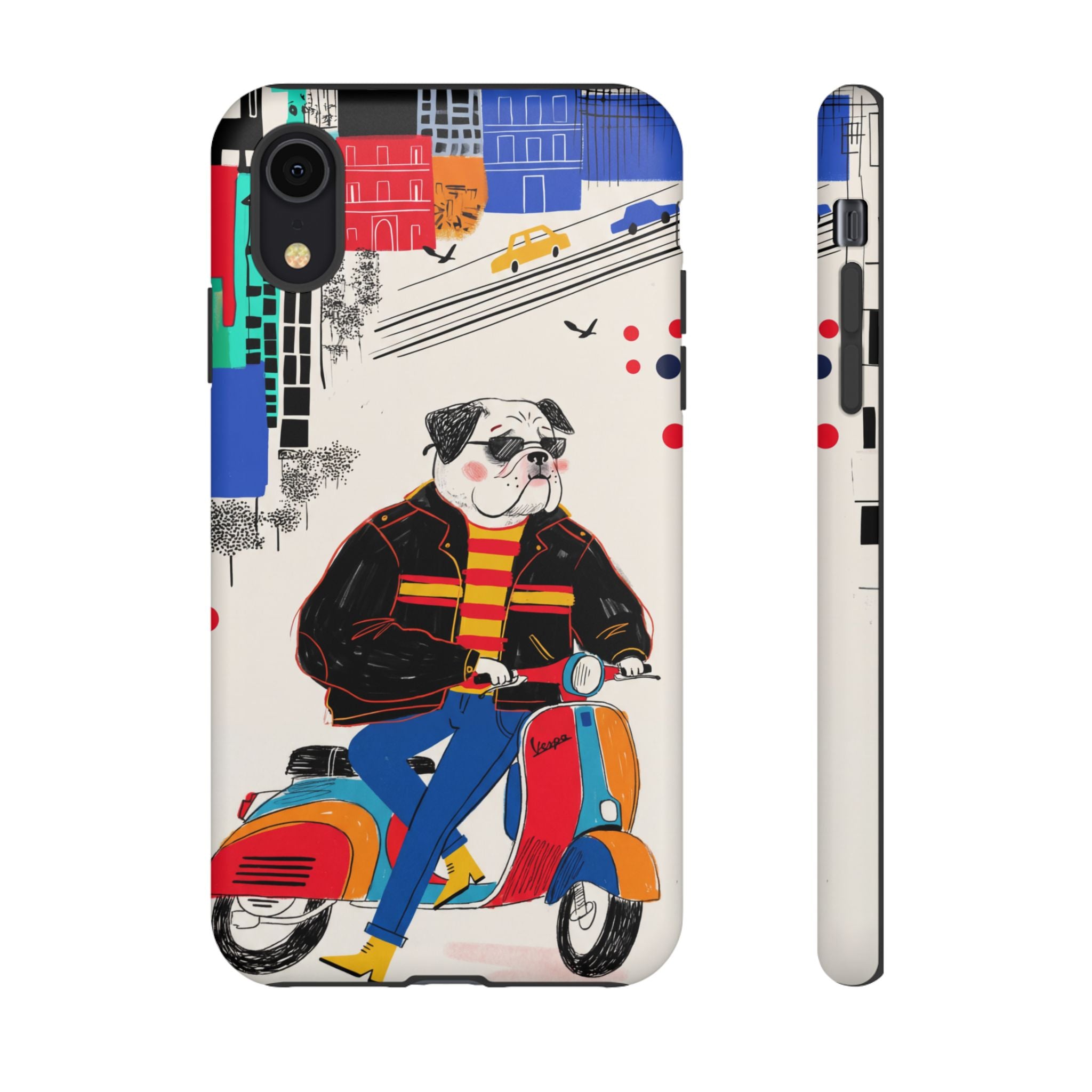 Bulldog Vespa iPhone Case | Retro Scooter Dog Protective Cover