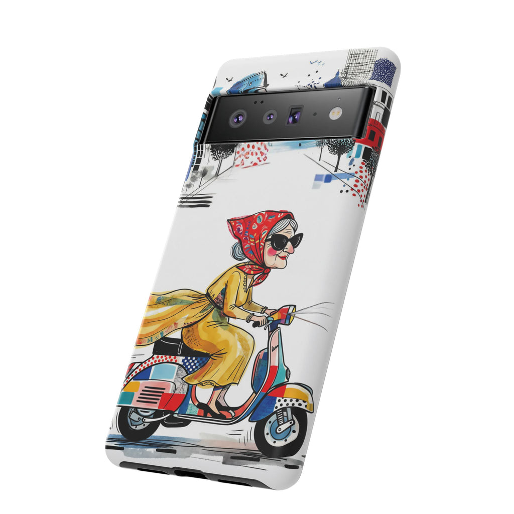 Cover Google Pixel Moto Nonna Vespa Vintage | Cover iPhone Viaggio Scooter Retrò