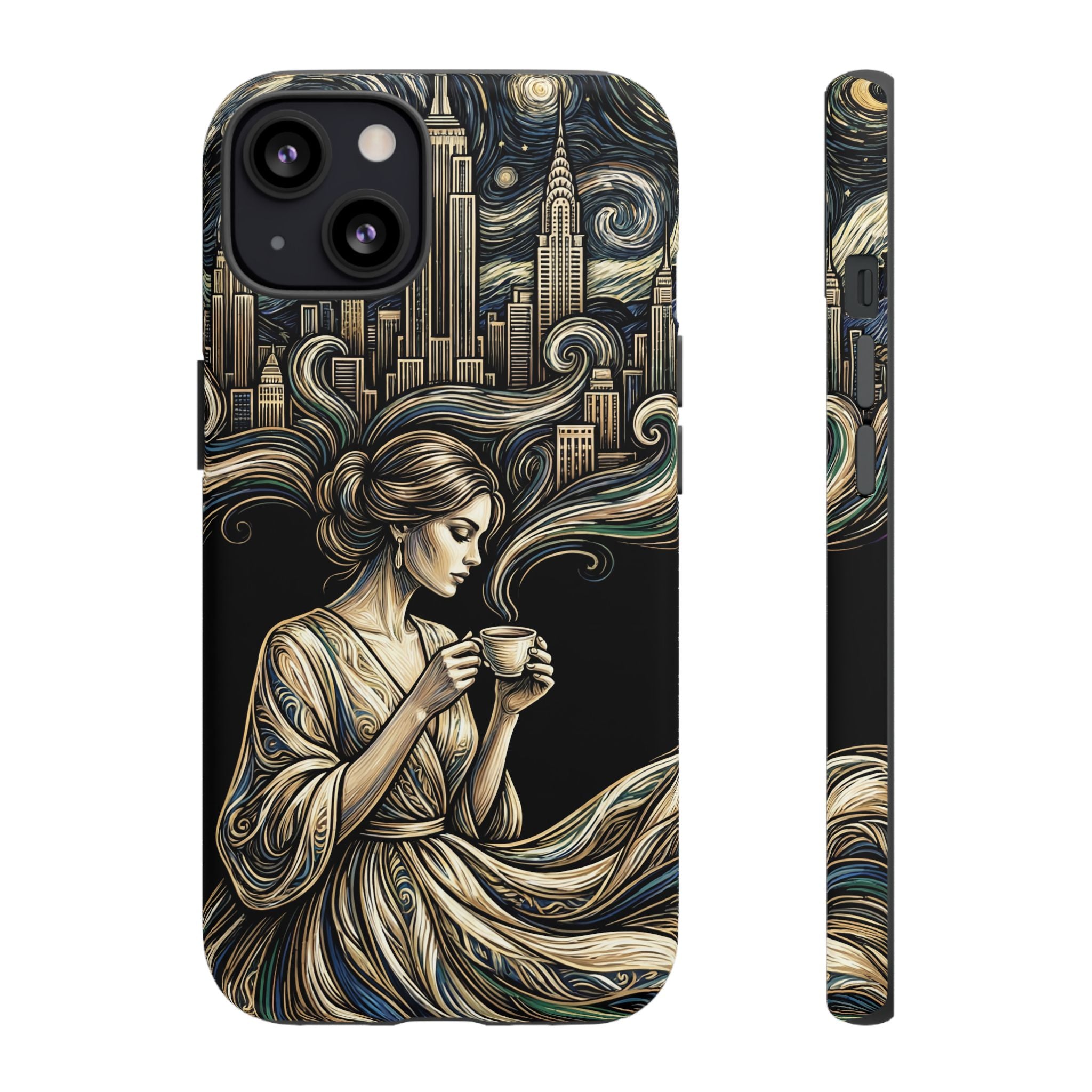 Vintage Cityscape Woman Tea Art iPhone Case