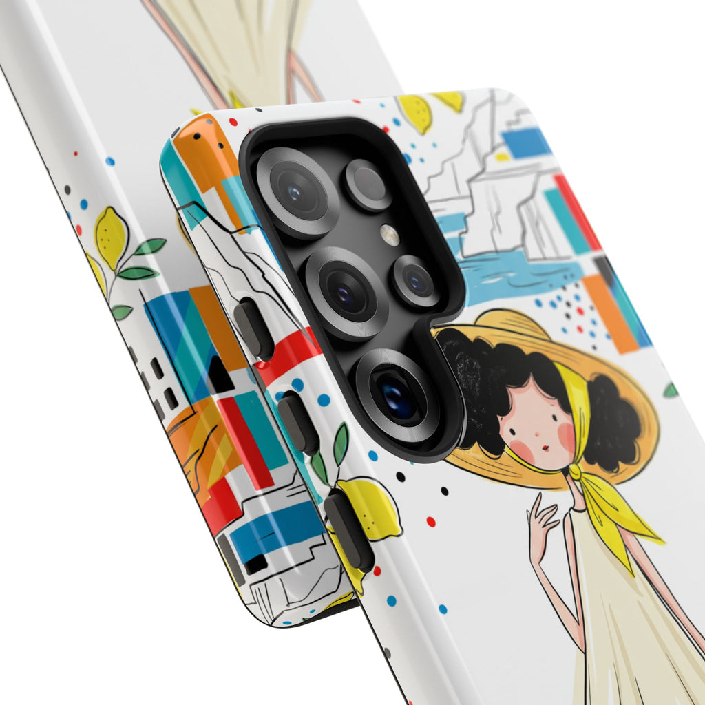 Cute Summer Girl Samsung Galaxy Phone Case | Whimsical Coastal Illustration Protective Case