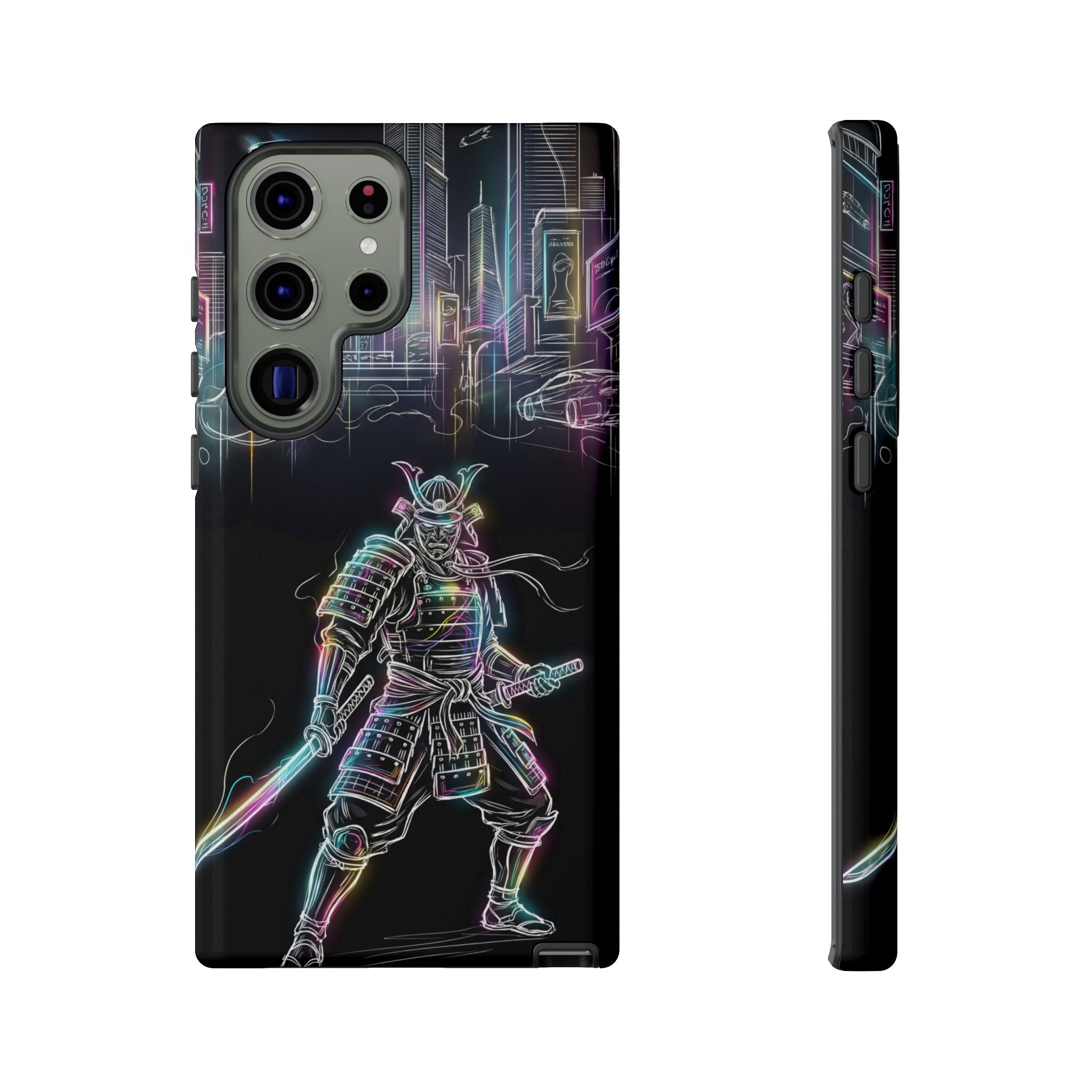 Neon Samurai Samsung Galaxy Phone Case | Cyberpunk City Armor