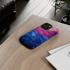 Abstract Ocean Waves iPhone Case — Pink & Blue Gradient Tough Case