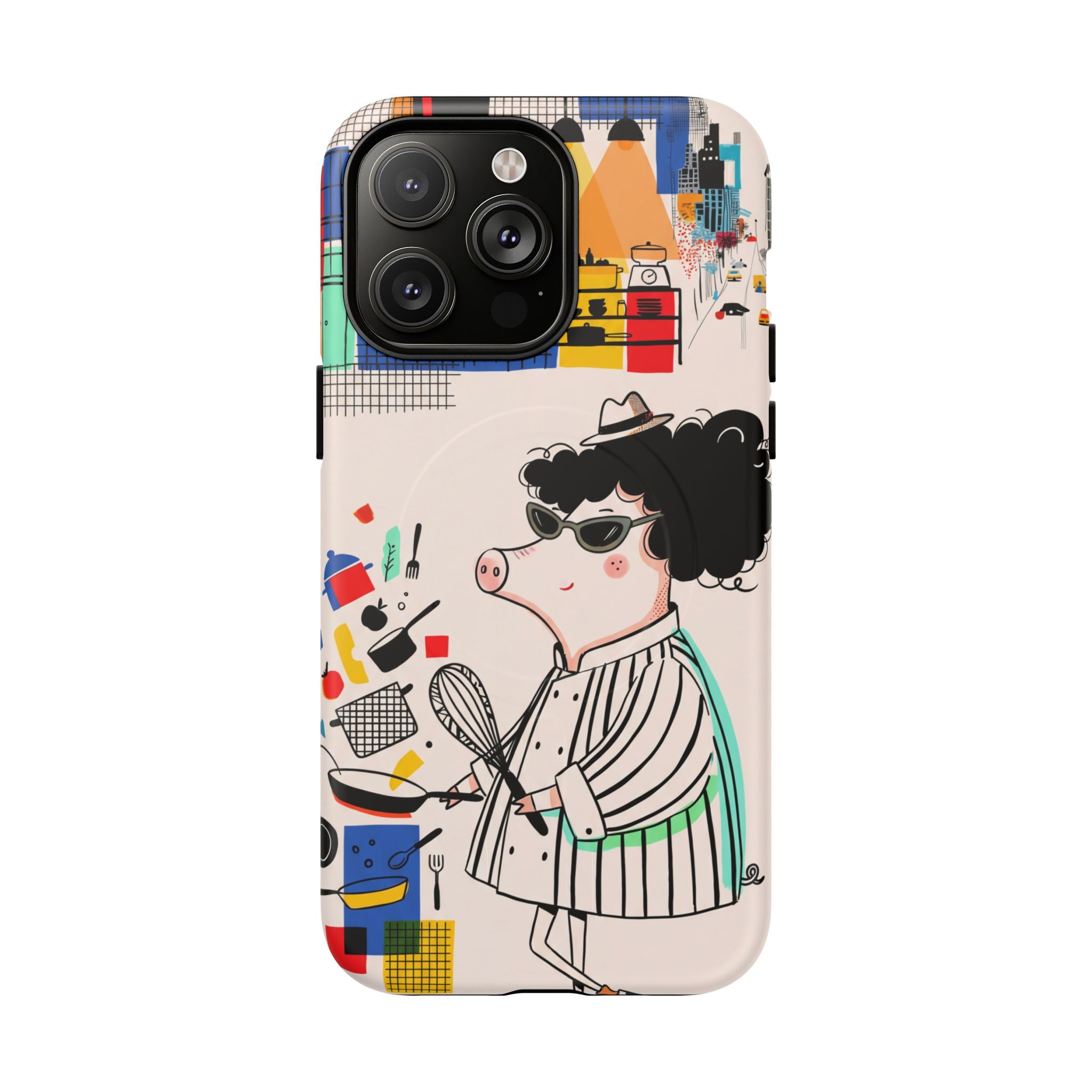 Cute Chef Pig MagSafe iPhone Case | Quirky Cartoon Kitchen Art Tough Case