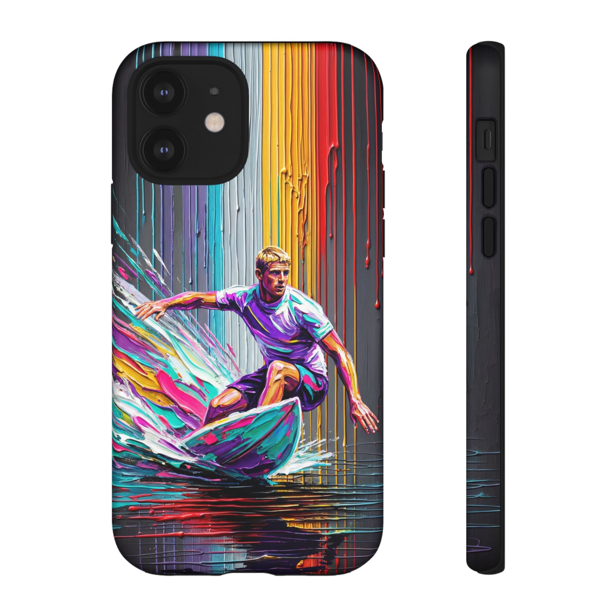 Surfing Art iPhone Case | Colourful Wave Surfer Protective Cover