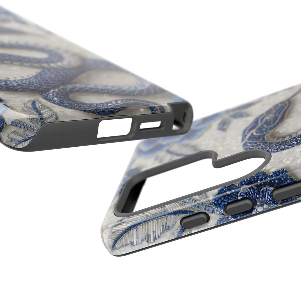 Asian Zodiac Snake Samsung Galaxy Phone Case | Blue & White Porcelain Slim Shockproof Case | Year of the Snake