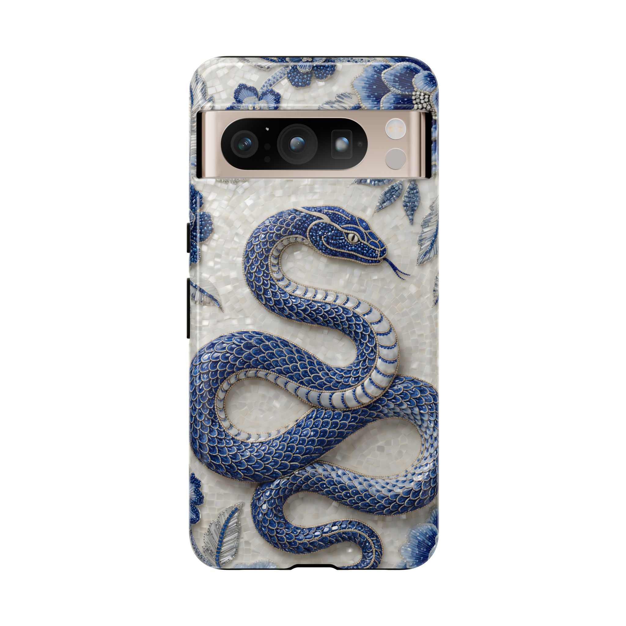 Asian Zodiac Snake Google Pixel Phone Case | Blue & White Porcelain Slim Shockproof Case | Year of the Snake