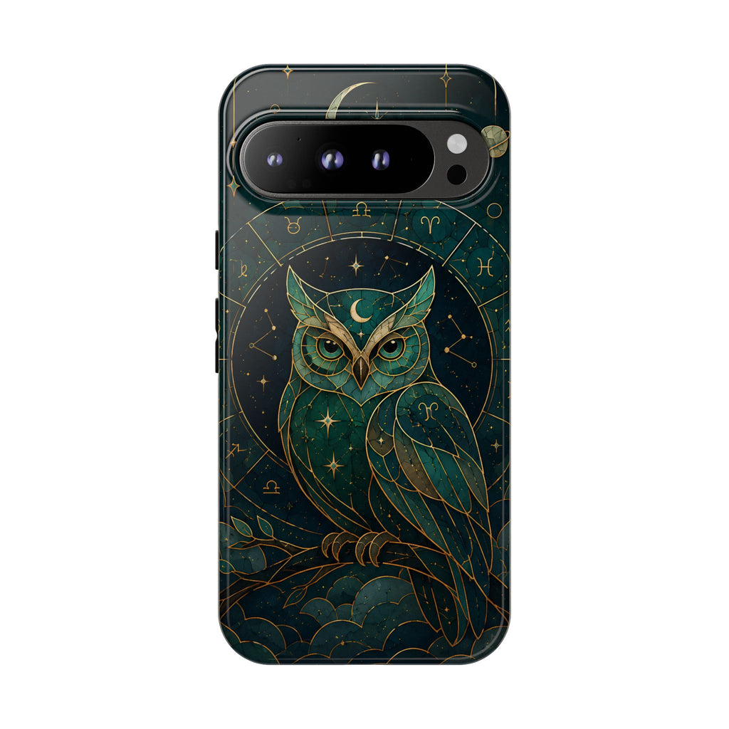 Moonlit Owl Google Pixel Phone Case | Stained Glass Owl Phone Case