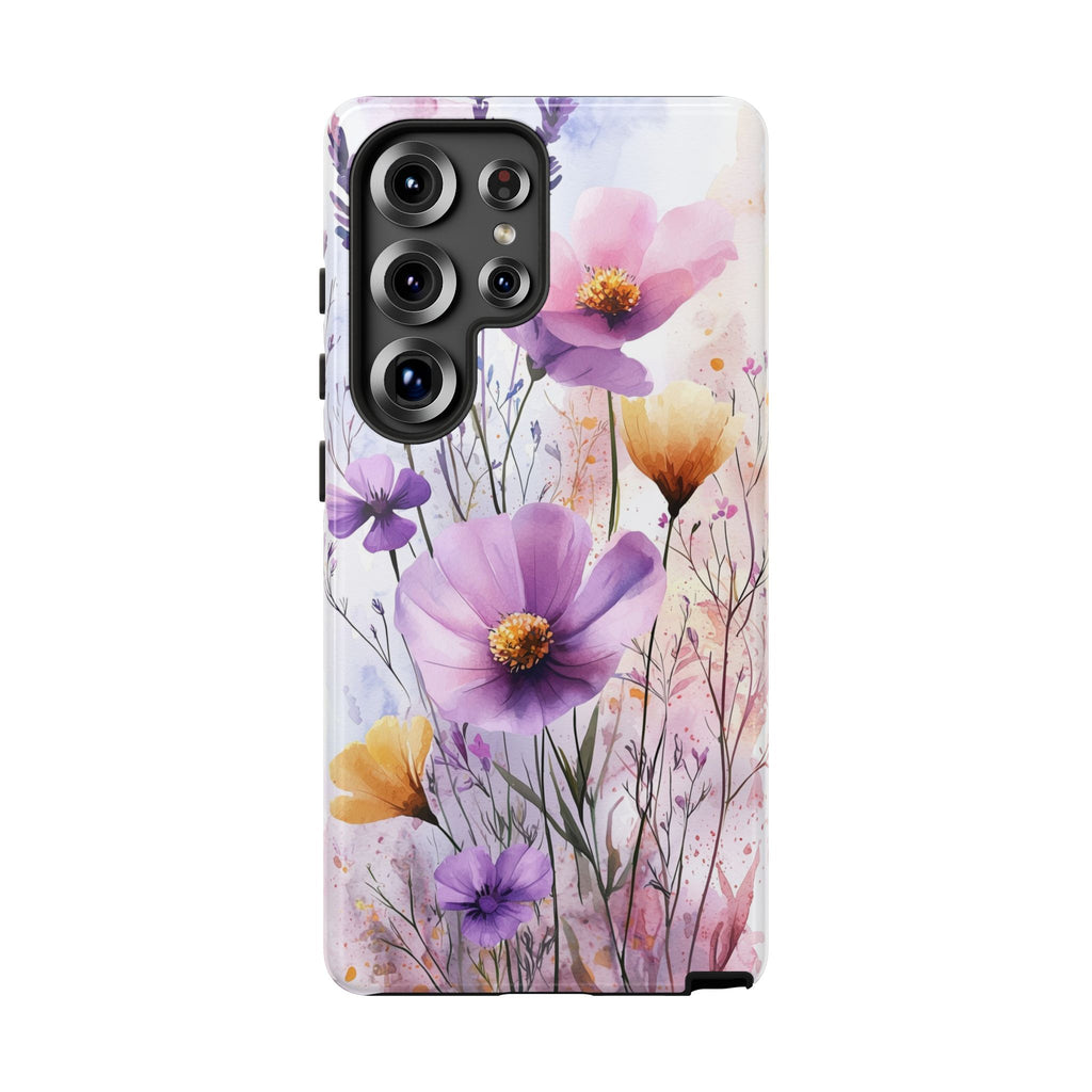 Floral Watercolour Tough Samsung Galaxy Case | Purple & Yellow Wildflowers