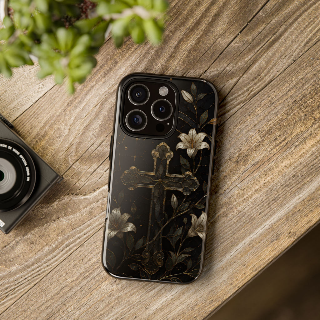 Gothic Cross Lily iPhone Case | Christian iPhone Case