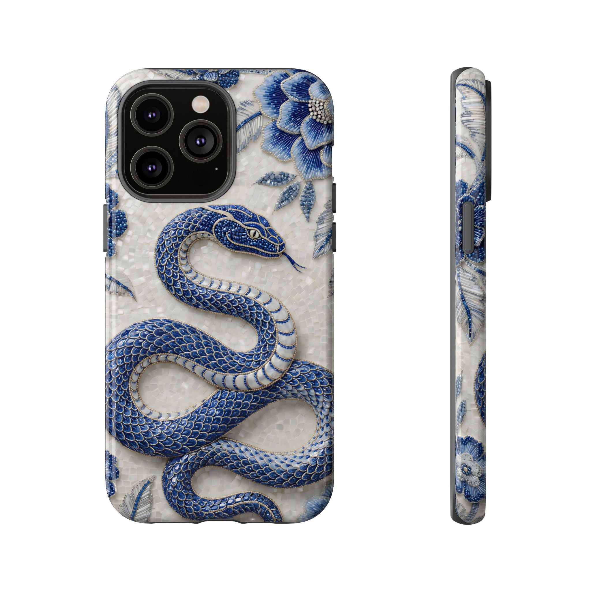 Asian Zodiac Snake iPhone Case | Blue & White Porcelain Slim Shockproof Case | Year of the Snake