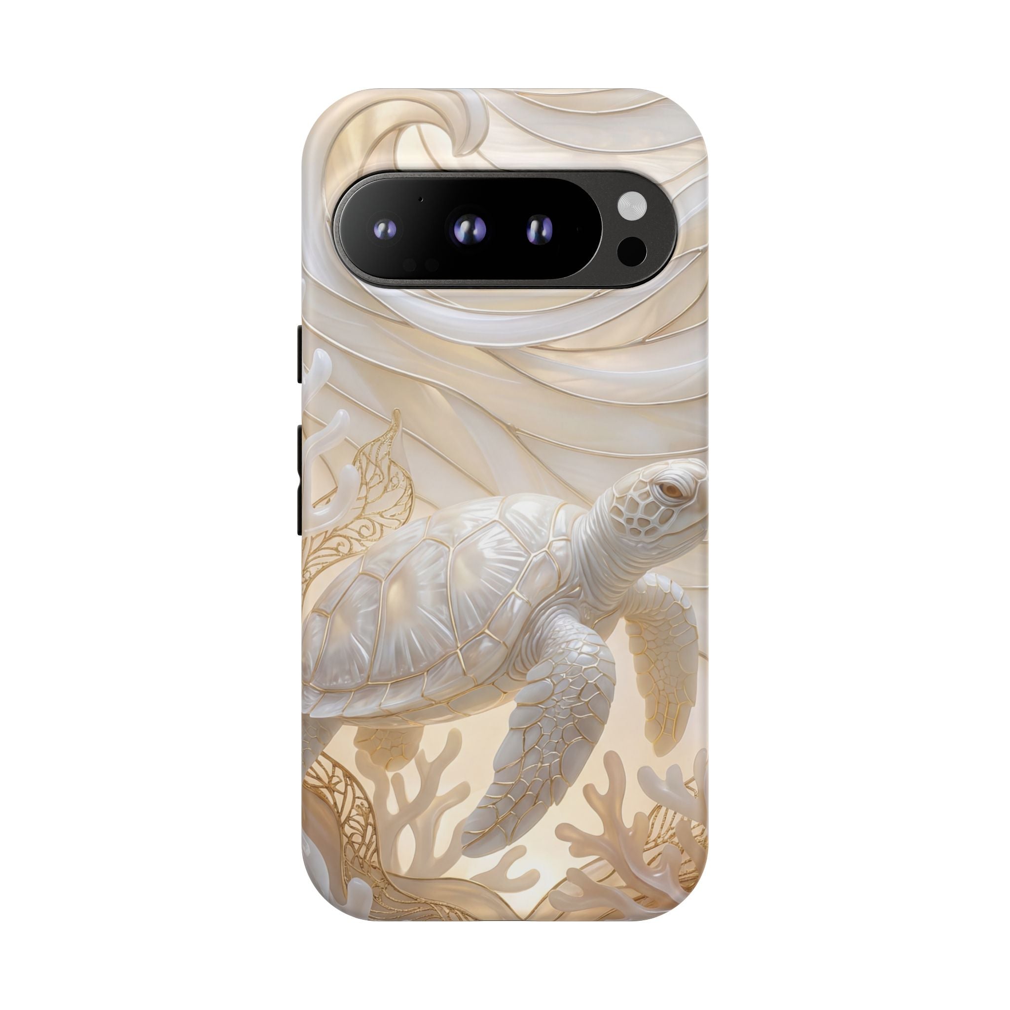 Sea Turtle Tough Google Pixel Case — Elegant Nautical Coral Design