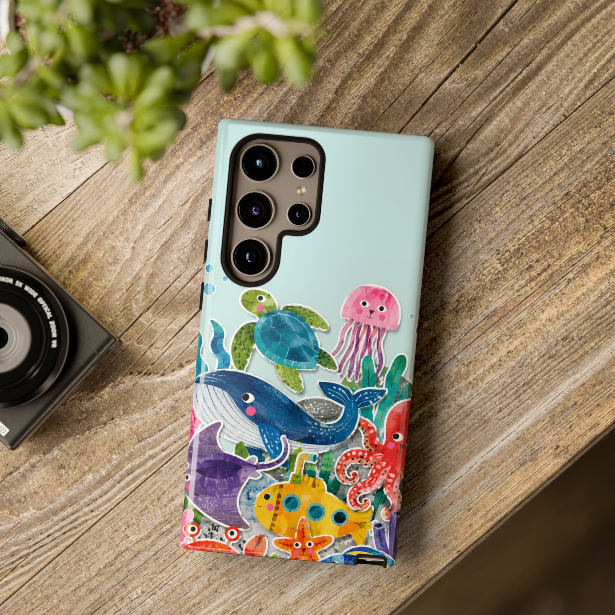 Cute Coastal Ocean Samsung Galaxy Phone Case | Aesthetic Whale Turtle Marine Life Cover