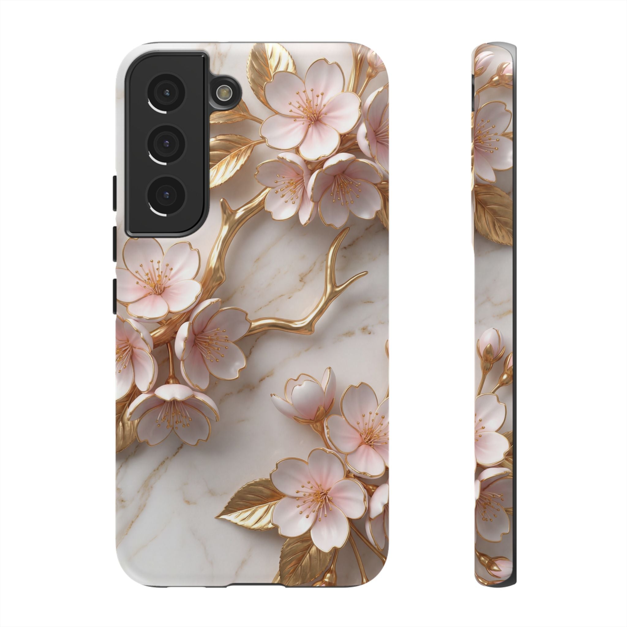 Floral Marble Samsung Galaxy Case — Sakura Gold Cherry Blossom Tough Case