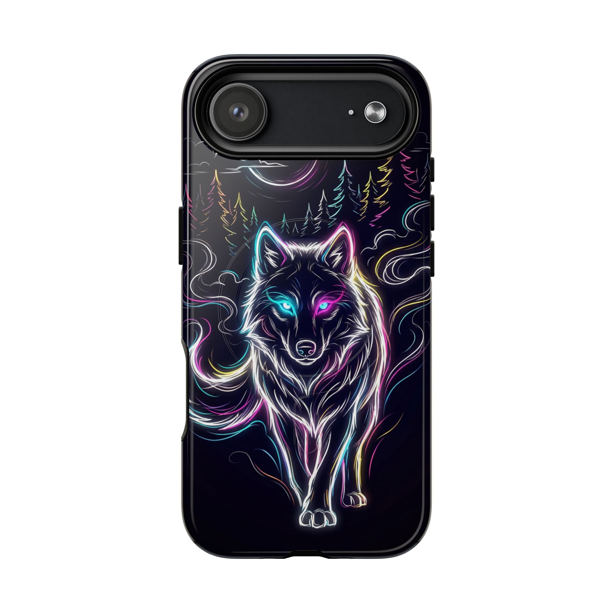 Neon Wolf MagSafe iPhone Case | Mystic Glow Protective Tough Case