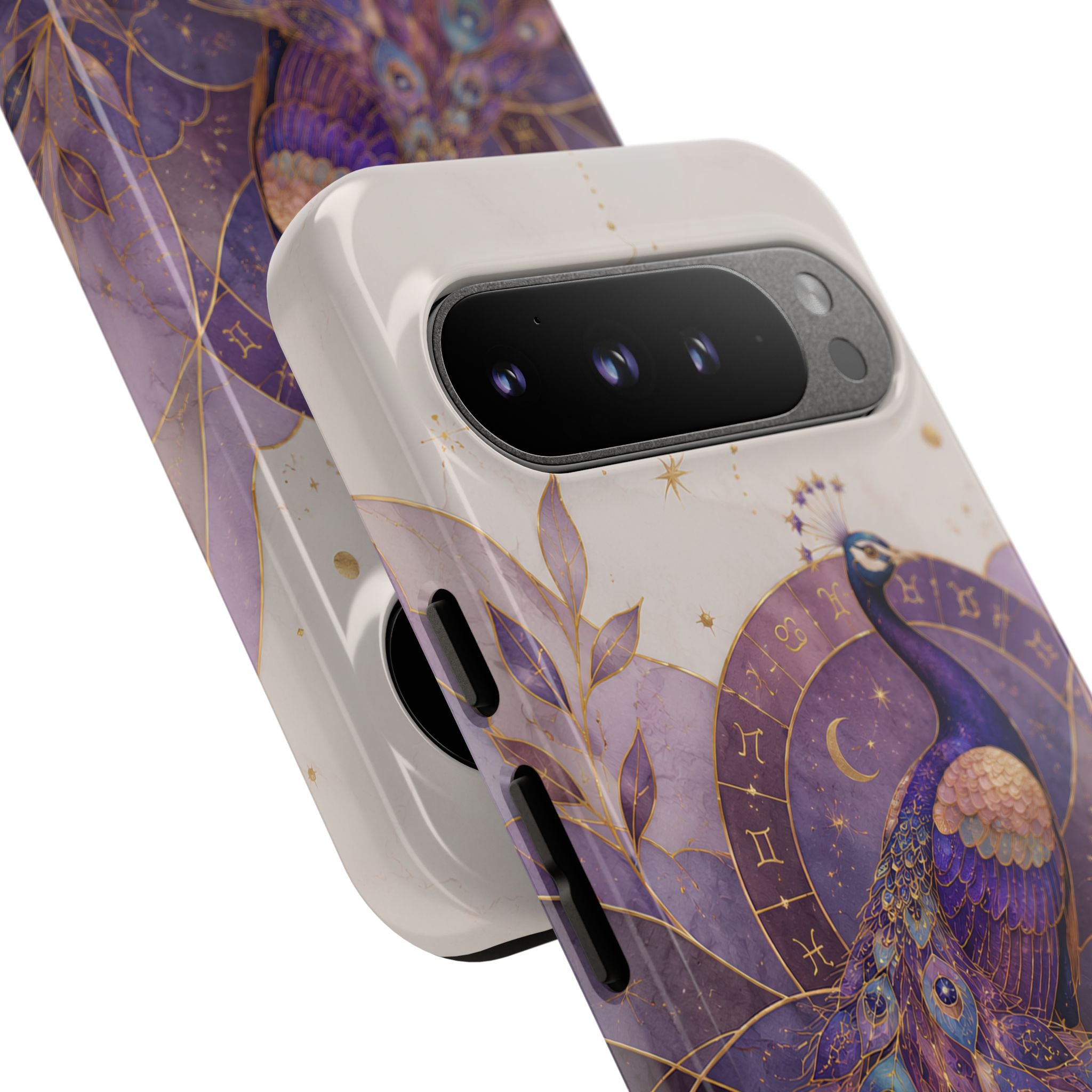 Purple Peacock Google Pixel Phone Case | Celestial Peacock Phone Case
