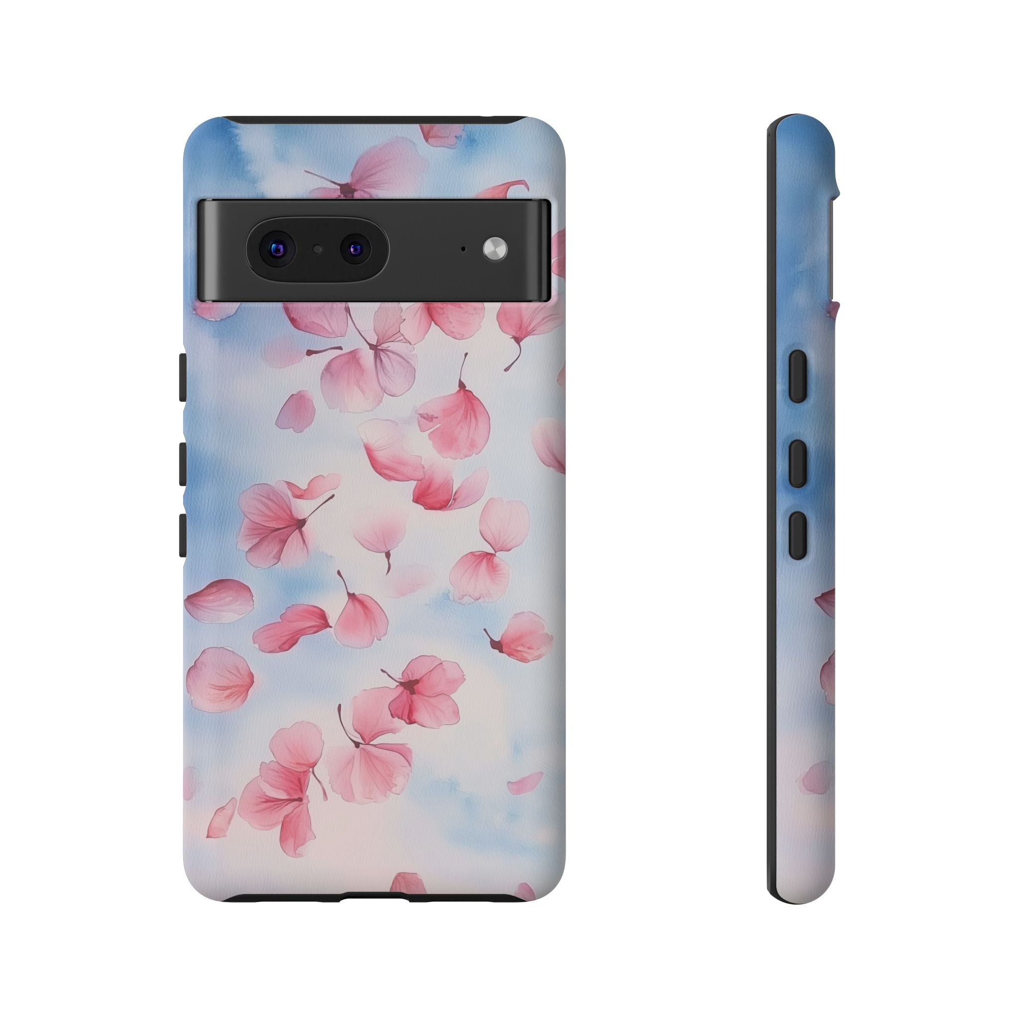 Floral Petal Tough Google Pixel Case | Pink Falling Blossoms