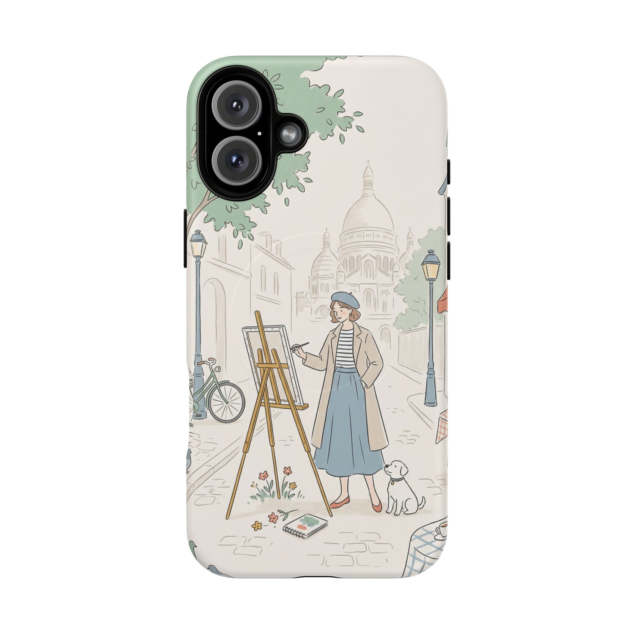 Artist in Paris MagSafe iPhone Case | Vintage Painter Street Scene Protective Cover