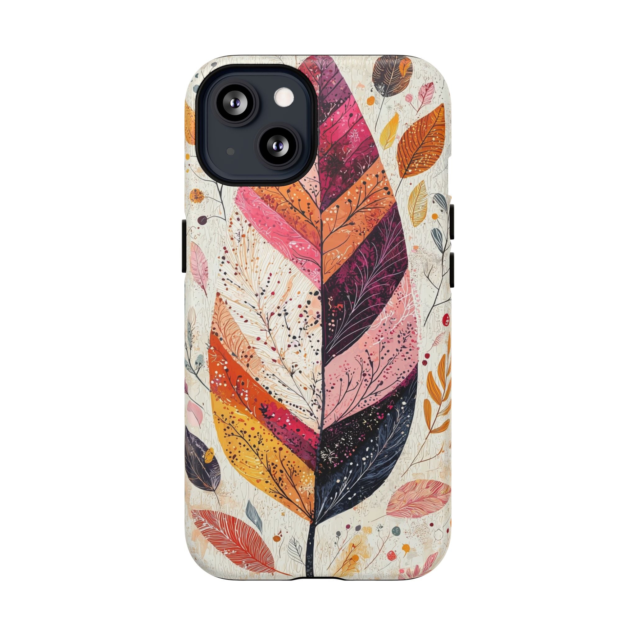 Custodia MagSafe resistente per iPhone Autumn Leaf | Design autunnale con piume ad acquerello