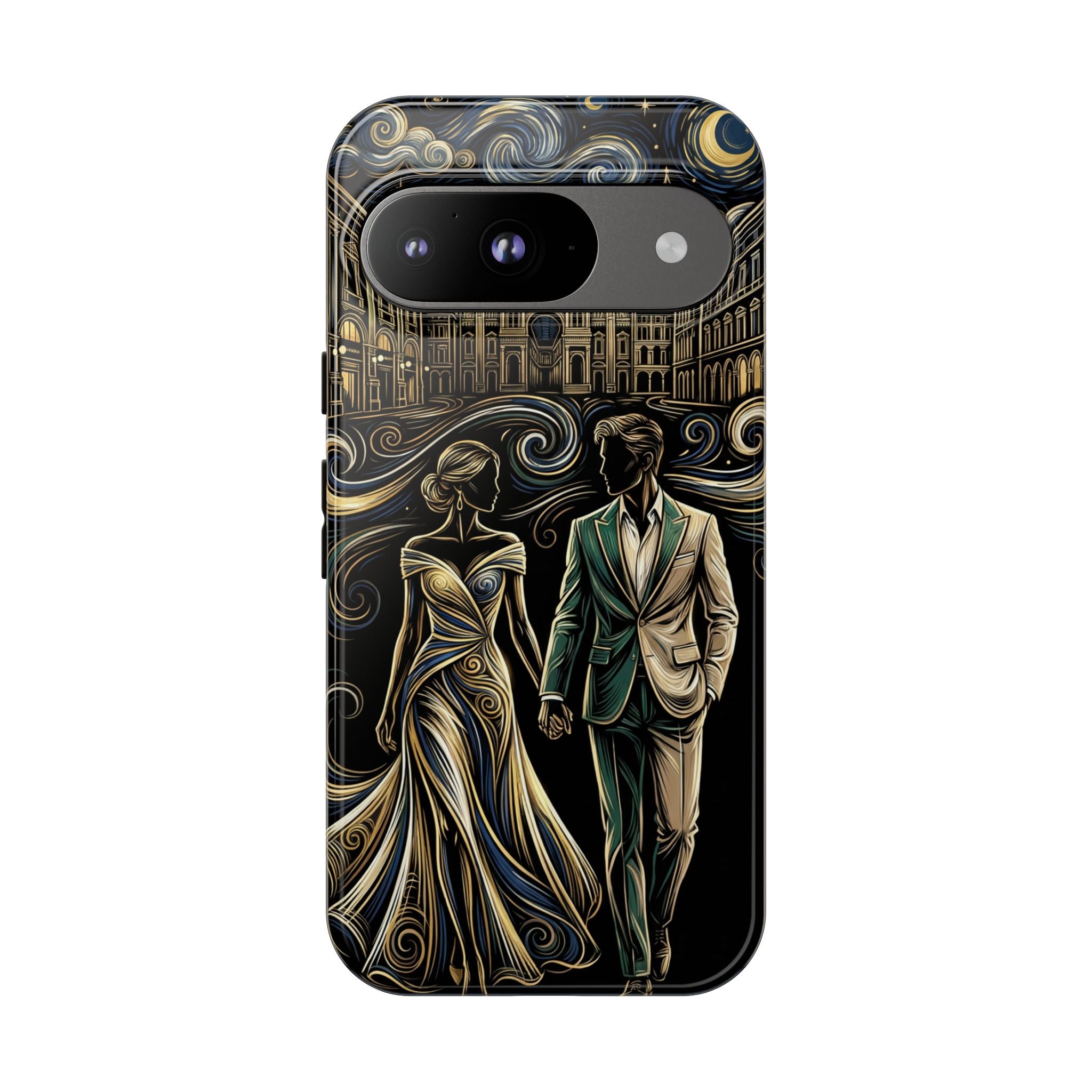 Romantic Night Walk Google Pixel Phone Case | Elegant Couple Art