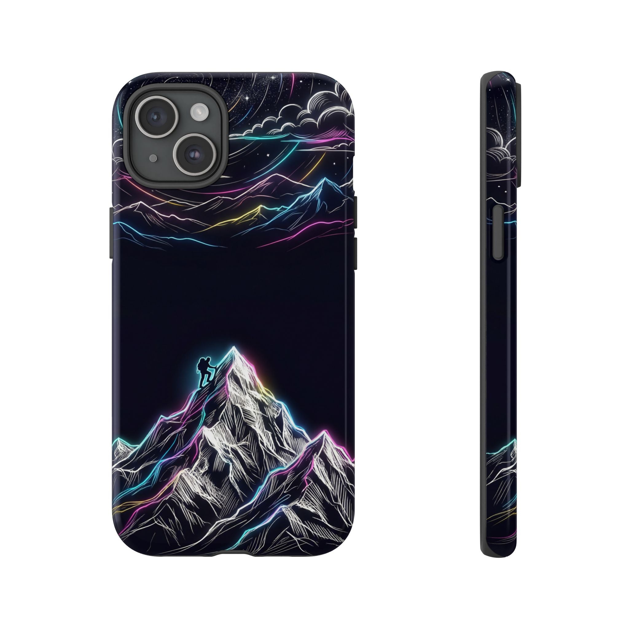 Mount Everest Neon iPhone Case | Dark Cosmic Climber Protective Cover