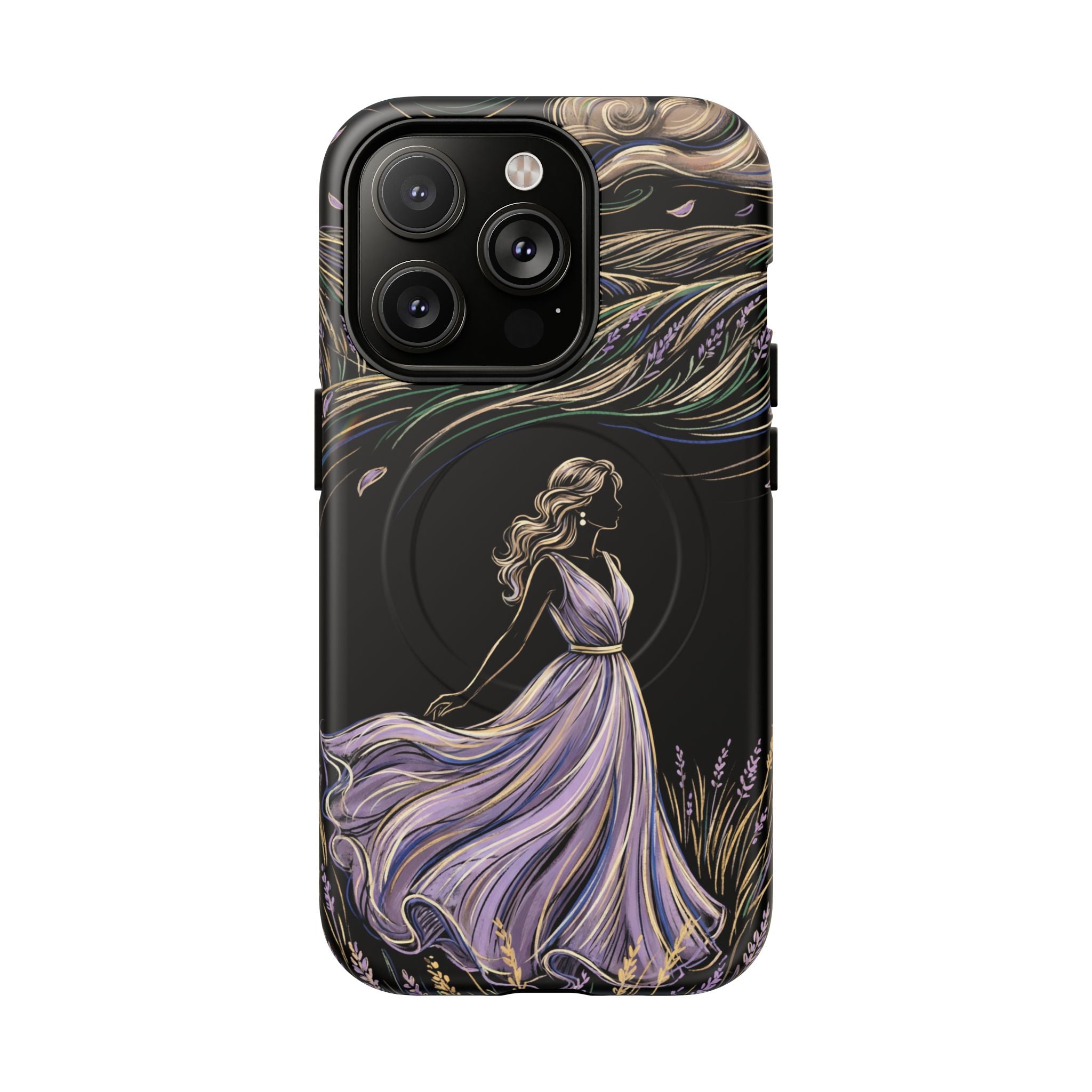 Lavender Breeze MagSafe iPhone Case | Elegant Dancing Woman Floral Protection