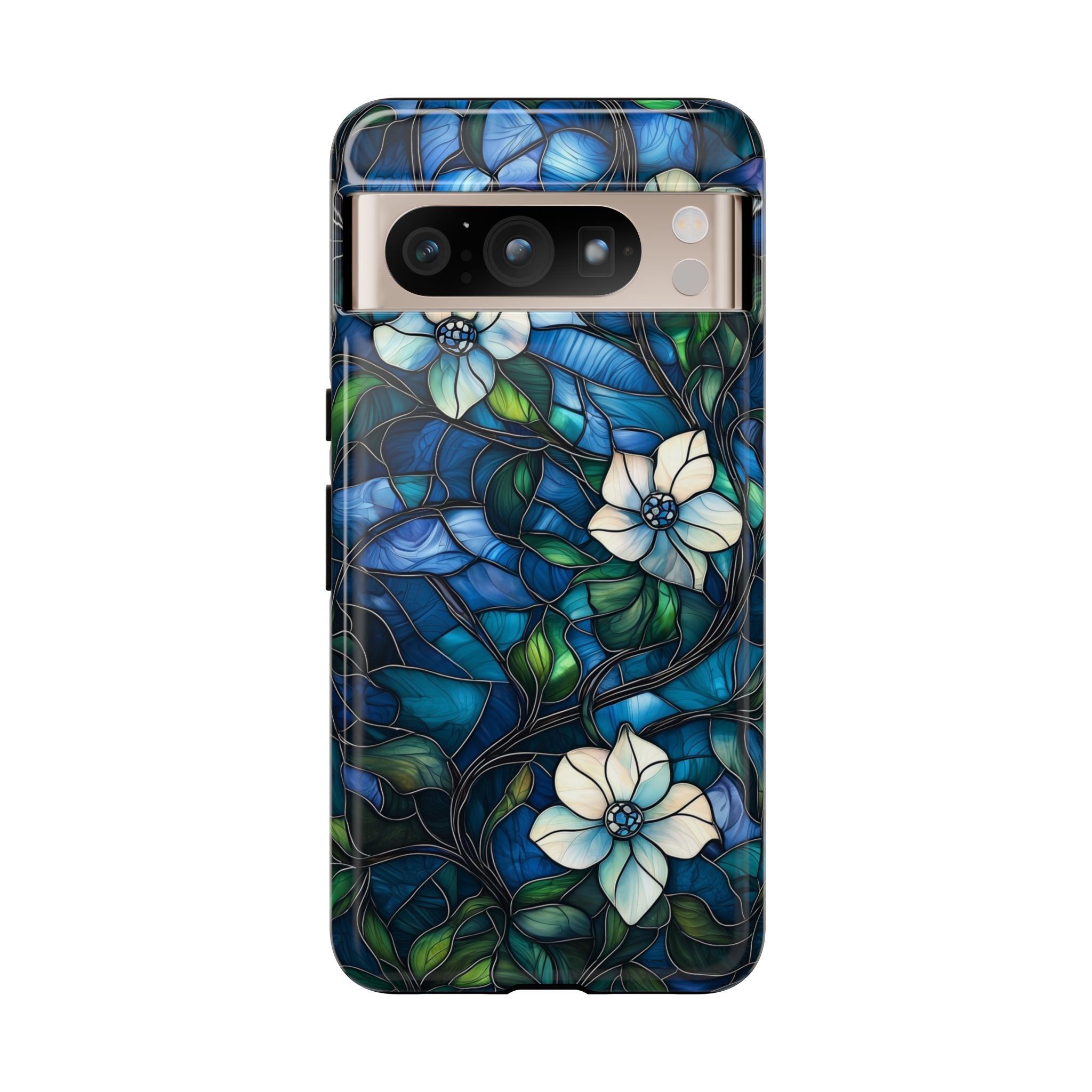 Floral Stained Glass Google Pixel Case – Blue Garden