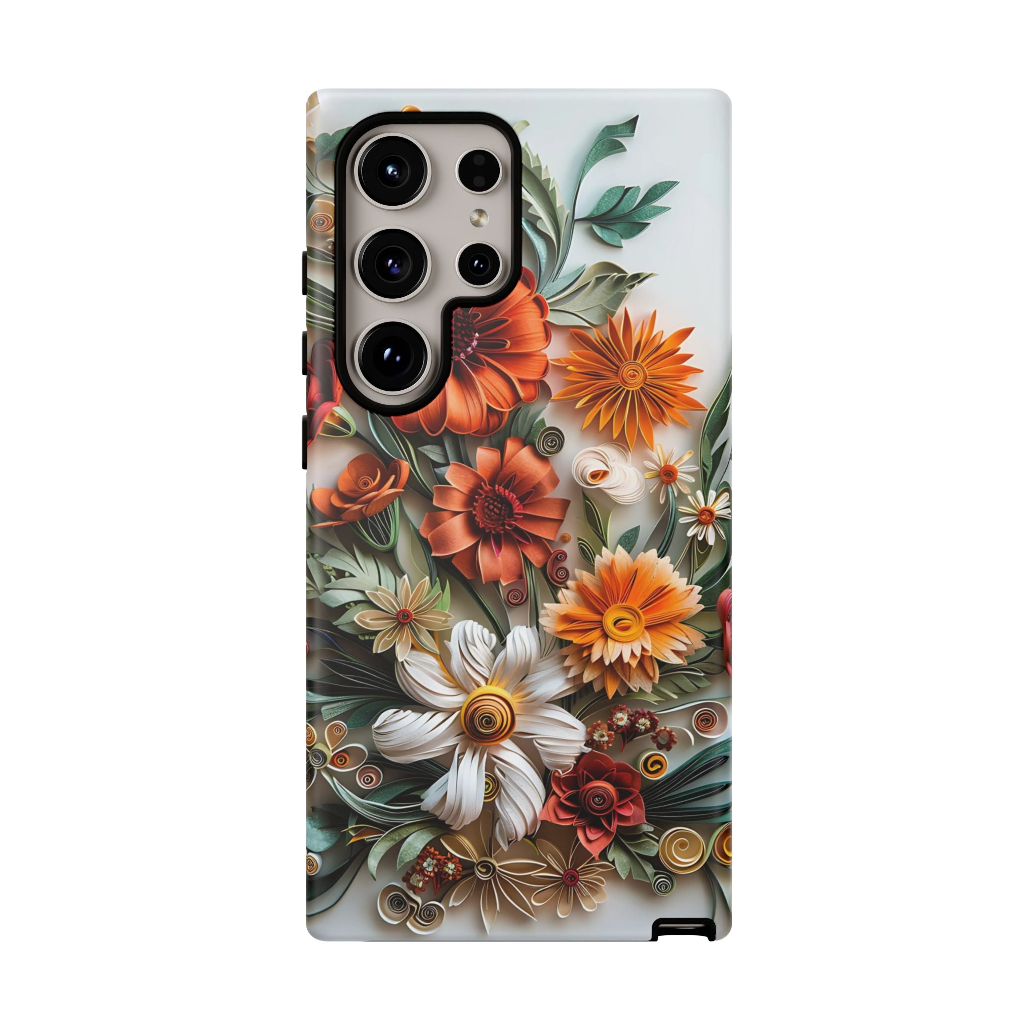 Floral Quilling Tough Samsung Galaxy Case — Orange Daisy