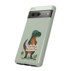 Funny T Rex Tough Google Pixel Phone Case | Sage Green Inner Peace Dinosaur Cover