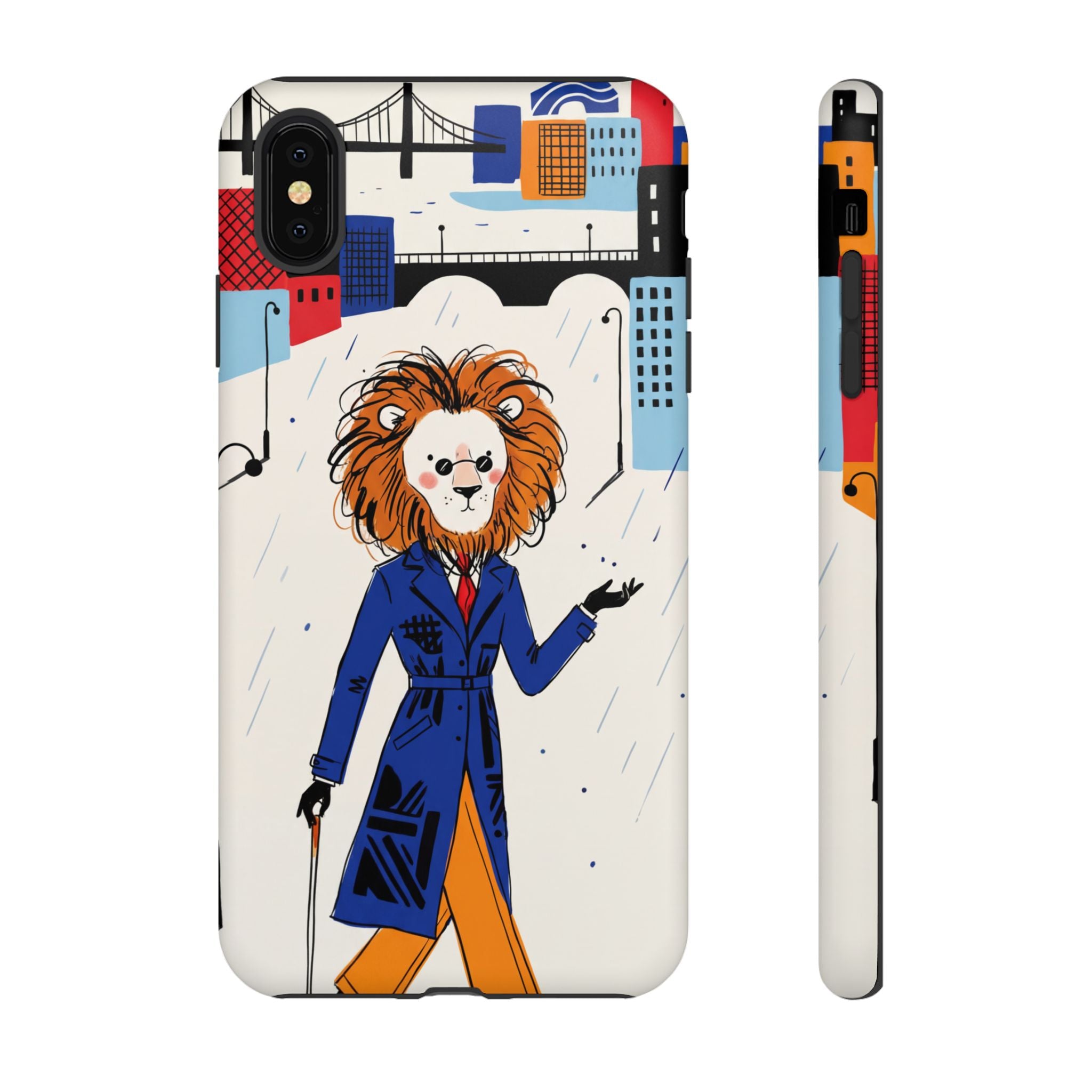 Lion Gentleman iPhone Case | Dapper Lion in City Rain