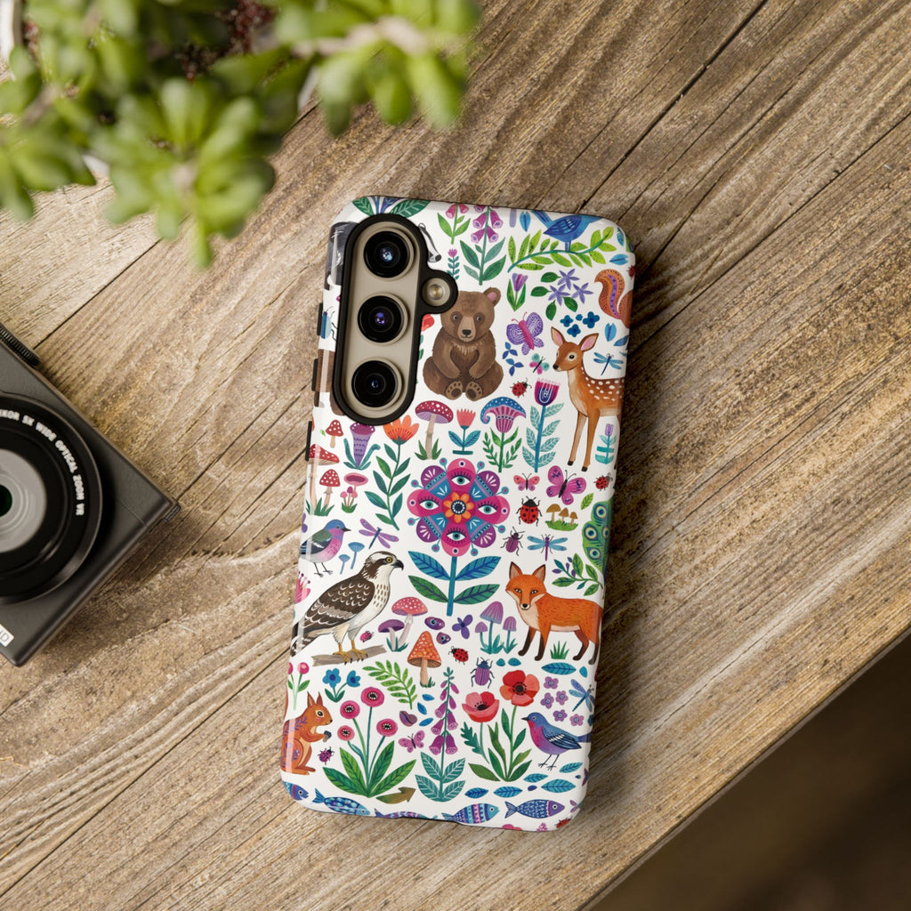 Wild Garden Samsung Galaxy Phone Case | Cute Forest Animals Floral Pattern Tough Case
