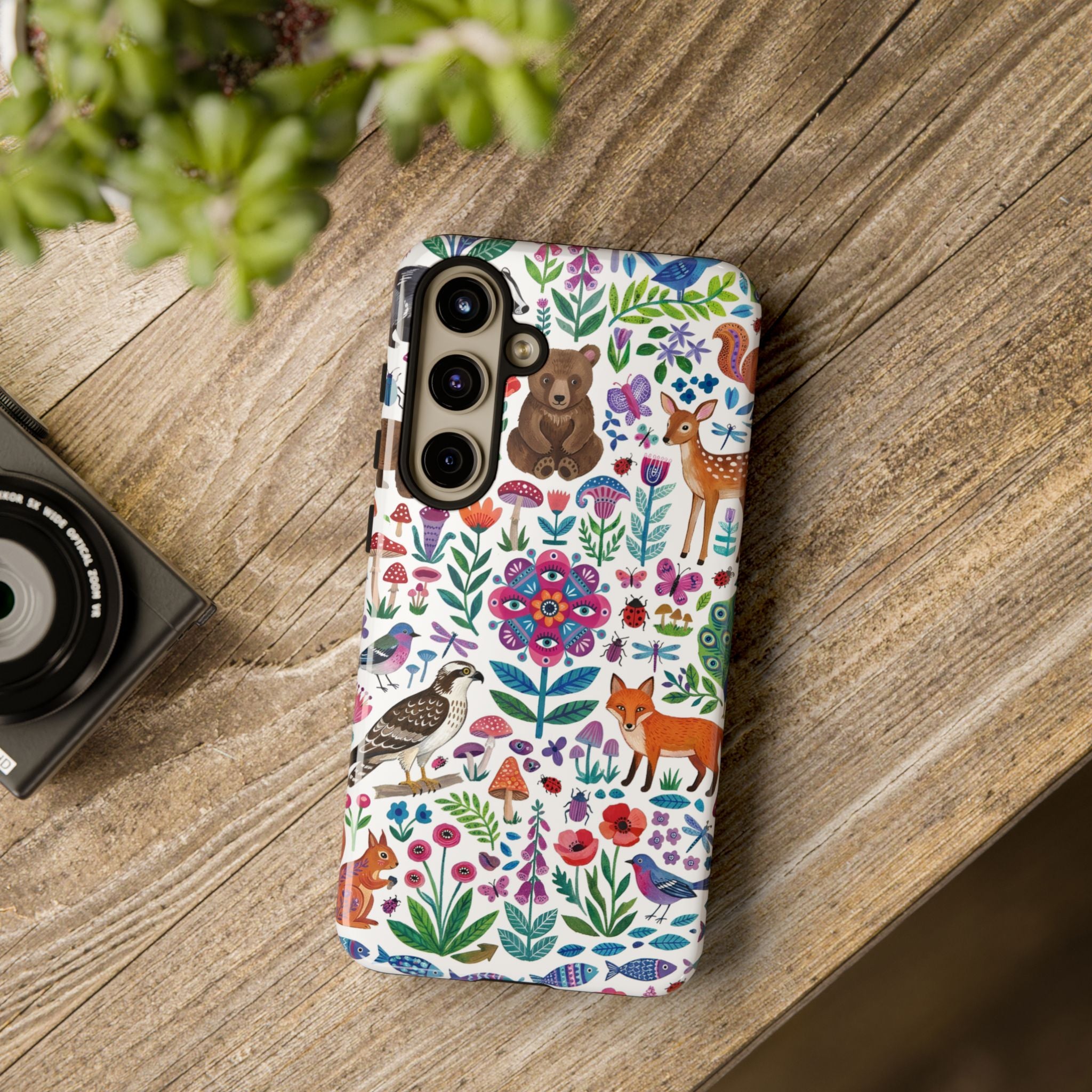 Wild Garden Samsung Galaxy Phone Case | Cute Forest Animals Floral Pattern Tough Case