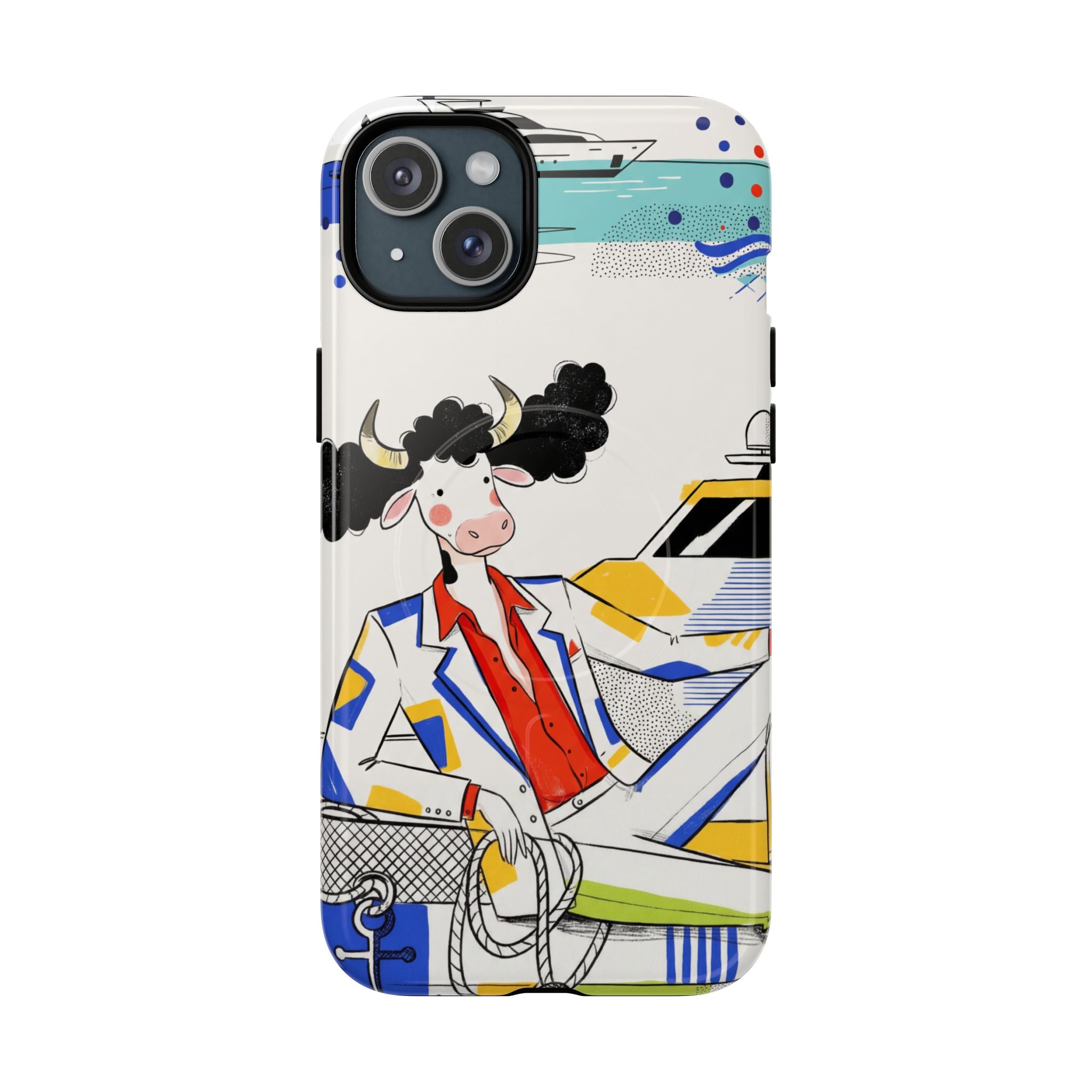 Nautical Cow Graphic Protective MagSafe iPhone Case