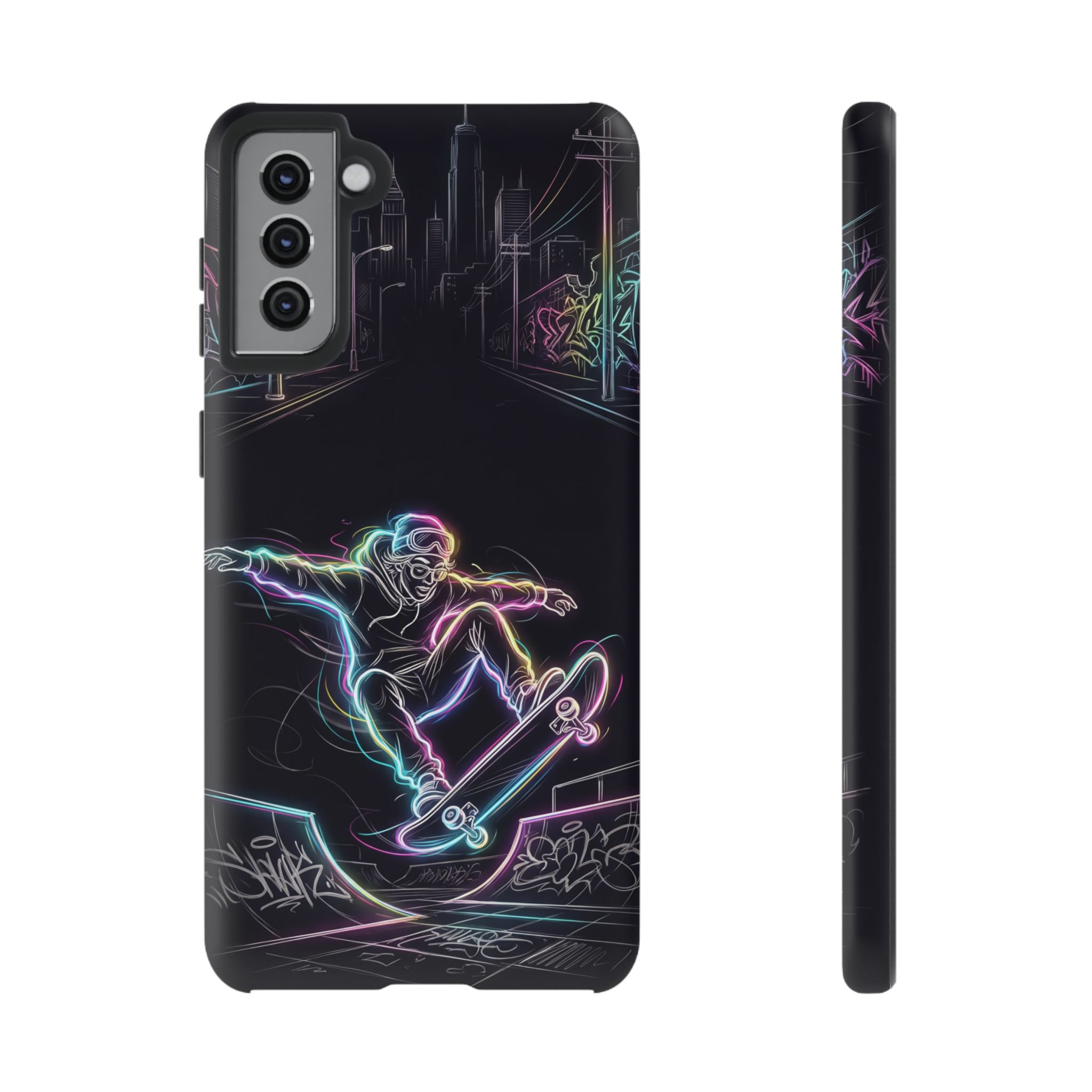 Neon Skateboard Samsung Galaxy Phone Case | Glow Skatepark Protective Cover