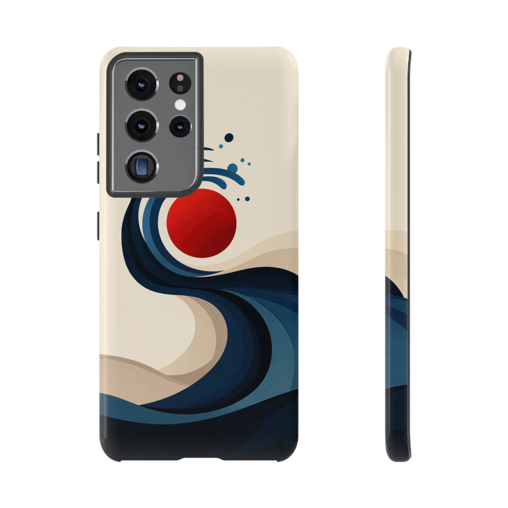 Abstract Wave Samsung Galaxy Case | Red Sun Ocean Art