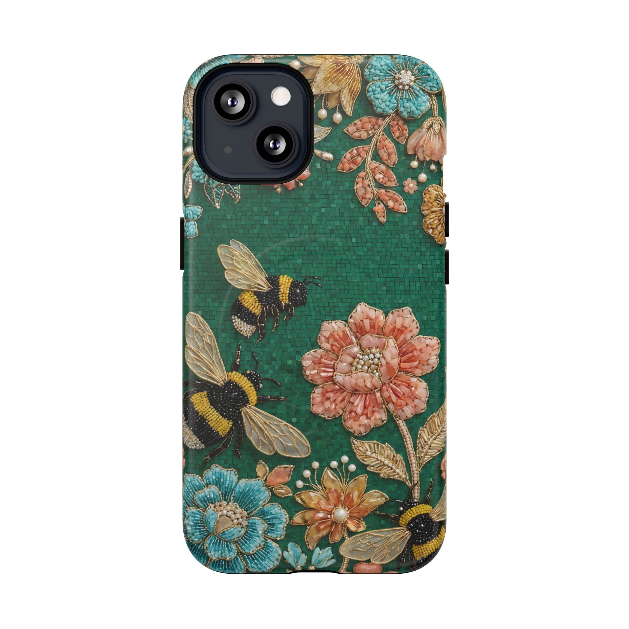Floral Bumblebee Tough MagSafe iPhone Case | Protective Botanical Phone Cover