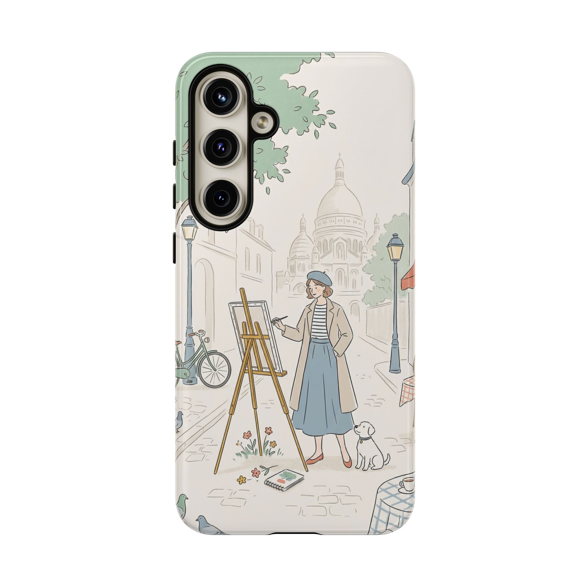 Artist in Paris Samsung Galaxy Phone Case | Vintage Painter Street Scene Protective Cover