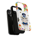 Dog News Floral iPhone Case | Cute Dog on Toilet Pattern, Spring Floral iPhone Cover